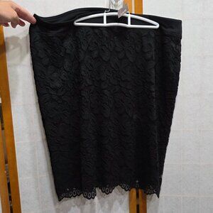 NWT J. Jill Elastic Waist Black Lace Skirt sz XLT